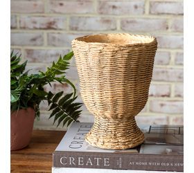 (PDYD005) 6.3"  NAT. CEMENT WEAVE PLANTER
