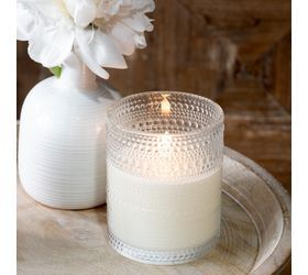 (PDNY02NX)   5" LED BEADED GLASS CANDLE