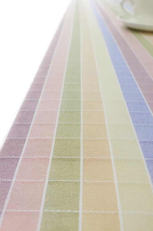 (F/FS) Pastel Stitched Check Cotton Table Runner 16"x36"
