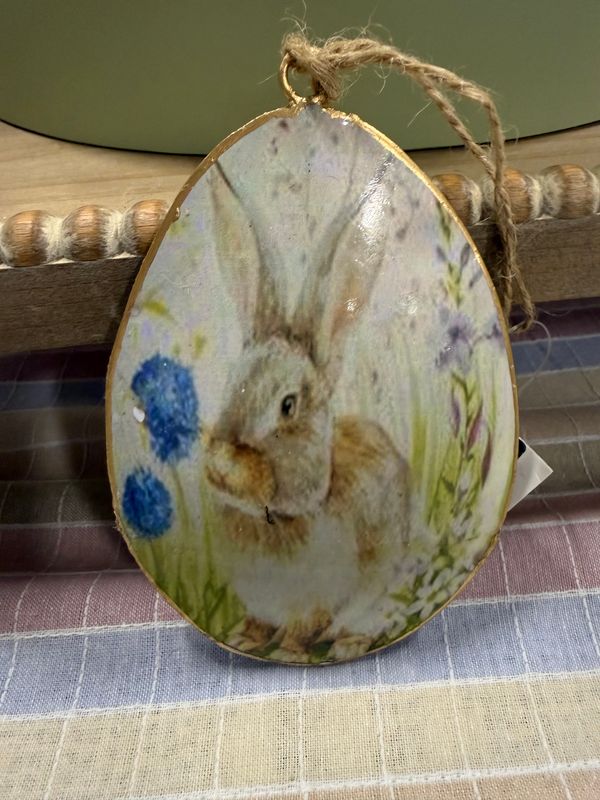 F) Metal Bunny Ornament 5” (Hyd straight)