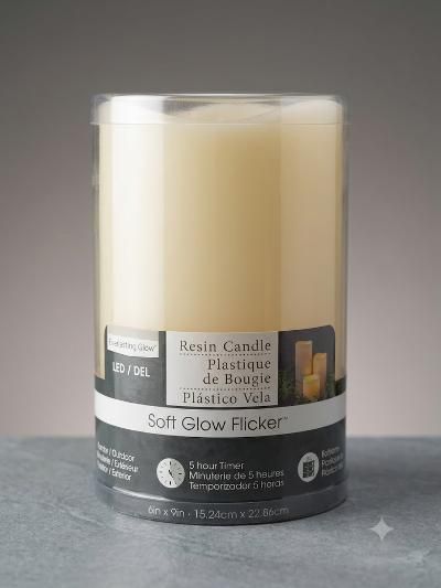 (F/G) 6"D X 9"H Wavy Edge Resin Indoor/Outdoor Candle