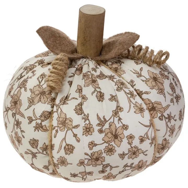 (RH) 6.25" Dia Umber Floral Plush Pumpkin