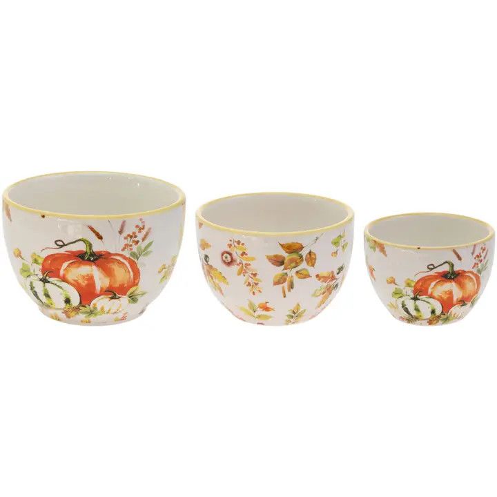 (RH) Pumpkin Love Ceramic Prep Bowls Set of 3