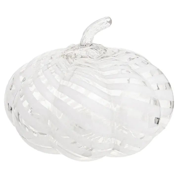 (RH) 7" White Swirl Glass Pumpkin