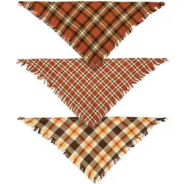 (RH)Fall Plaid Small Pet Bandana Set