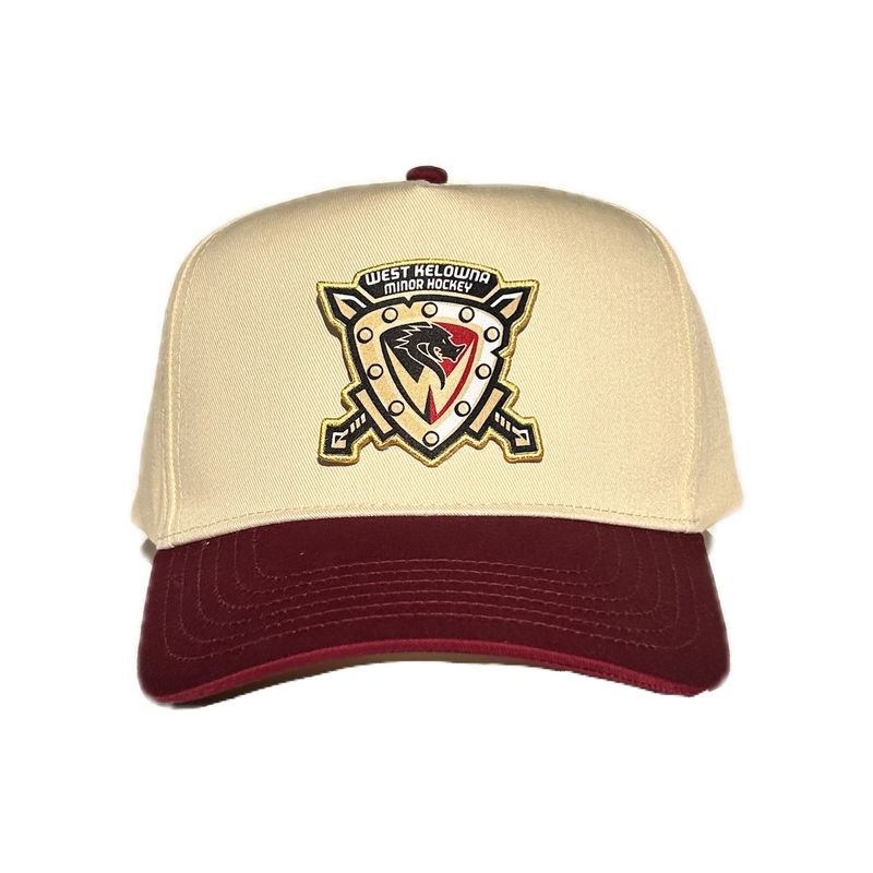 WKMHA FIVE-PANEL NATURAL/MAROON HAT