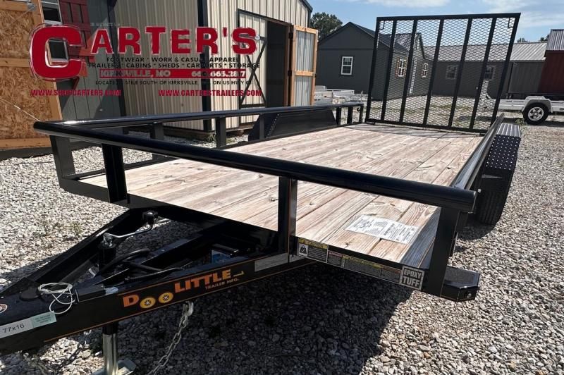 66373 *NEW* 2024 Doolittle Trailer Mfg 77&quot; X 16&#39; PIPE RAIL T/A Utility Trailer W/ 5&#39; EZ-LIFT RAMP GATE