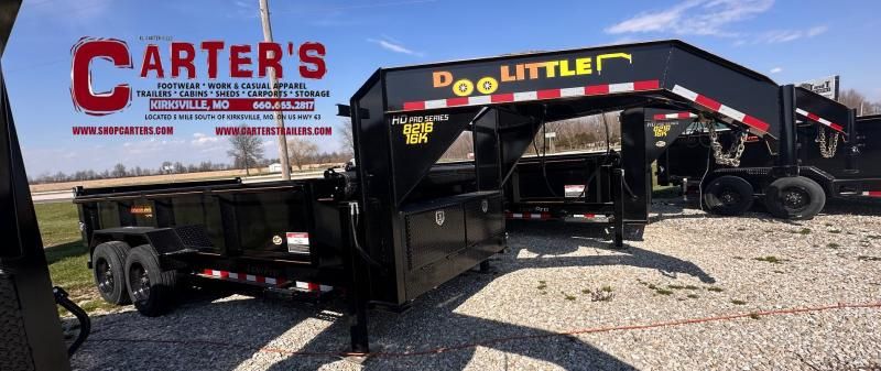 68462 *NEW* 2024 Doolittle Trailer Mfg 82&quot; X 16&#39; SCISSOR LIFT GOOSENECK 16,000 GVWR DUMP TRAILER W/ DUAL HYDRAULIC JACKS, TARP KIT, WIRELESS REMOTE, &amp; 6&#39; SELF-STORE RAMPE! *INCLUDES 5 YEAR FRAME WARRA