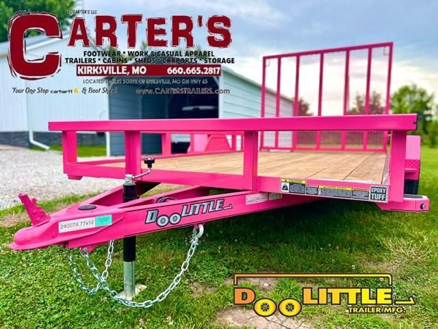 70539 ~*PINK!!*~ *NEW* 2025 Doolittle Trailer Mfg 77&quot; X 12&#39; TUBE-TOP S/A Utility Trailer W/ 5&#39; EZ-LIFT SPRING-ASSISTED RAMP GATE