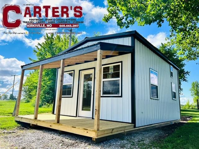 *NEW* 15&#39; X 26&#39; MAINTENANCE-FREE STEEL EXTERIOR WHITE &amp; BLACK CARTER CABIN