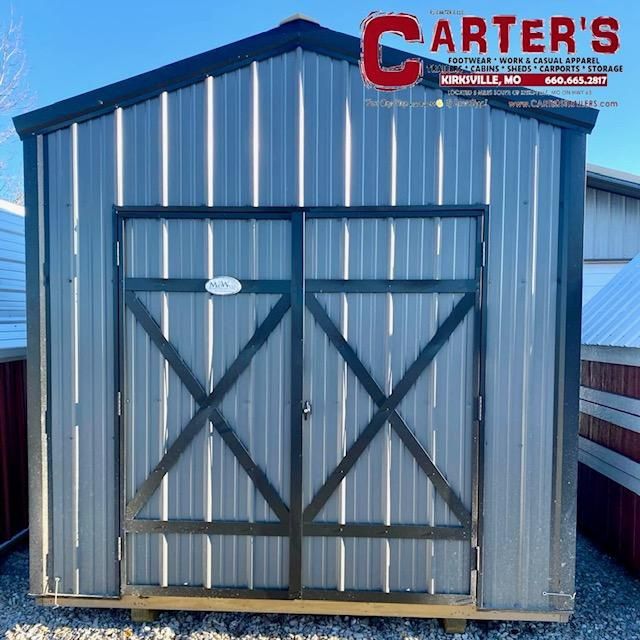 *NEW* 9&#39; X 10&#39; GRAY &amp; BLACK MAINTENANCE-FREE STEEL EXERIOR COTTAGE