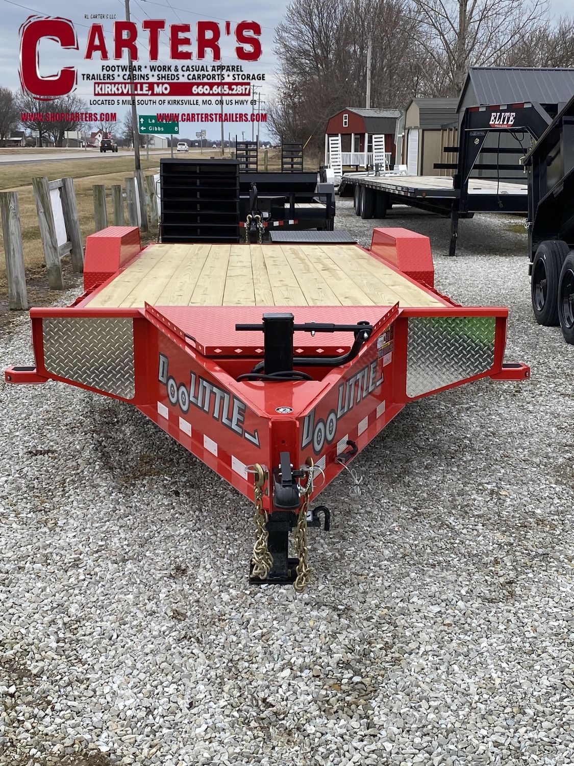72777 *NEW* 2025 DOOLITTLE 82&quot; X 19&#39; + 3&#39; DOVE XTREME 14,000 GVWR EQUIPMENT TRAILER W/ 3&#39; MINI MAMMOTH RAMPS (RED)