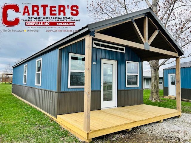*NEW* 15&#39; X 44&#39; DELUXE CABIN W/ TIMBER FRAMED STYLE PORCH &amp; MAINTENANCE-FREE STEEL EXTERIOR
