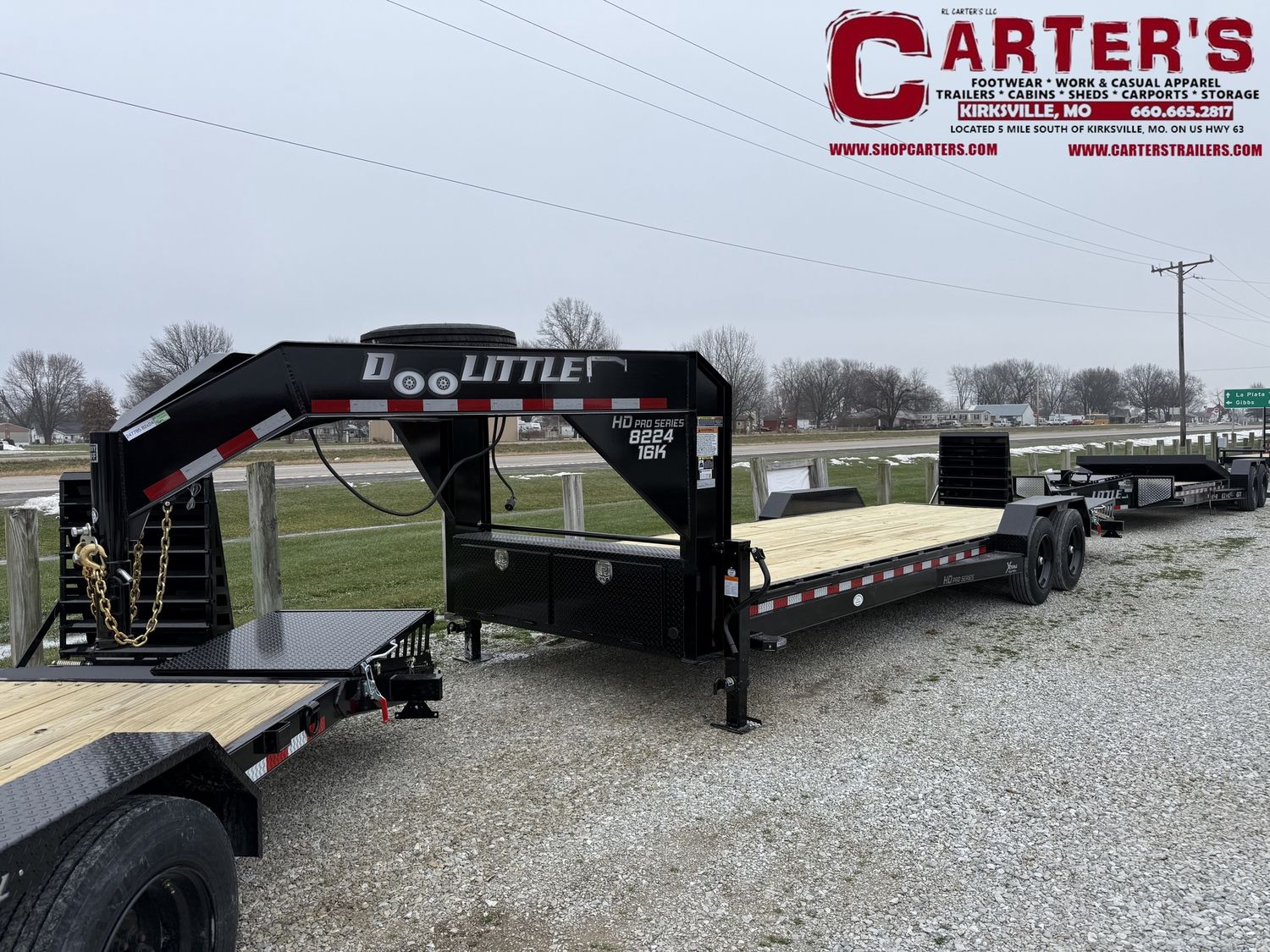 75747 *NEW* 2026 DOOLITTLE 82" X 21' + 3' DOVE XTREME 16,000 GVWR GOOSENECK EQUIPMENT TRAILER W/ 3' SPRING-ASSISTED MINI MAMMOTH RAMPS *INCLUDES 5 YEAR FRAME WARRANTY!*