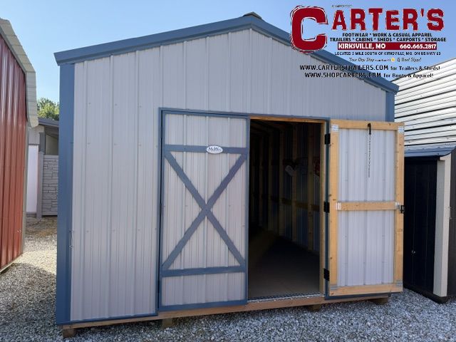 *NEW* 12' X 20' ASH GRAY &amp; OCEAN BLUE MAINTENANCE-FREE STEEL EXTERIOR COTTAGE