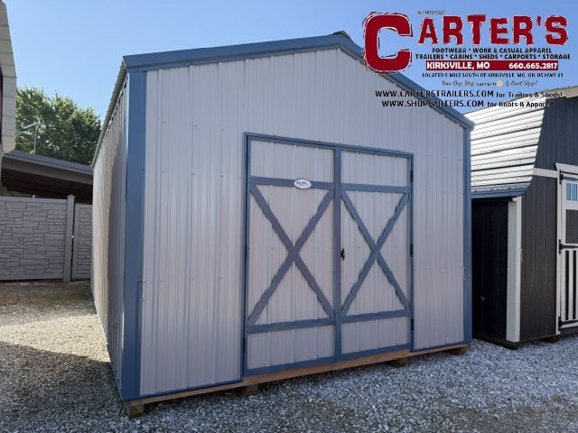 *NEW* 12' X 20' ASH GRAY &amp; OCEAN BLUE MAINTENANCE-FREE STEEL EXTERIOR COTTAGE