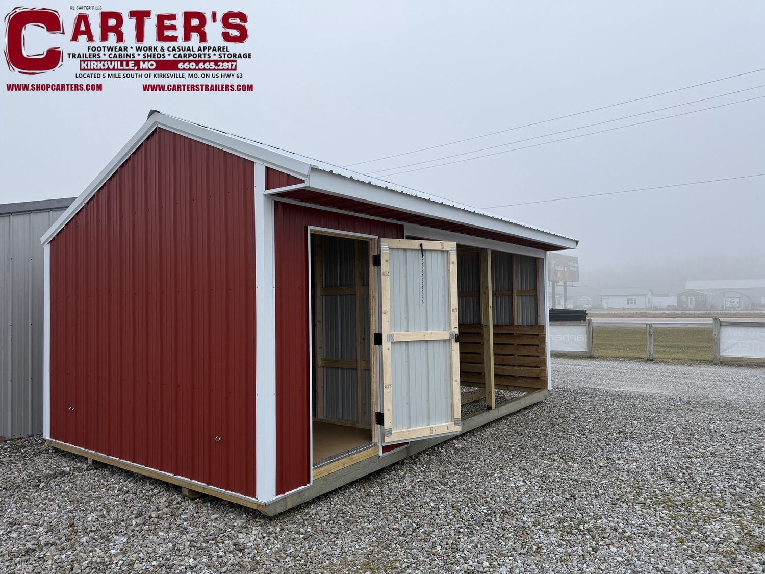 *NEW* 12' X 20' RED &amp; WHITE ANIMAL SHELTER WITH TACK ROOM!