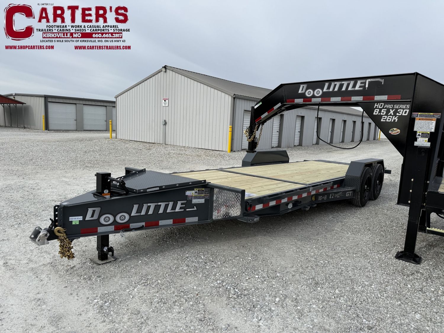 75974 ~GRAY~ *NEW* 2026 DOOLITTLE 82" X 16' TILT + 6' STATIONARY 16,000 GVWR EZ LOADER GT EQUIPMENT TRAILER *INCLUDES 5 YEAR FRAME WARRANTY!