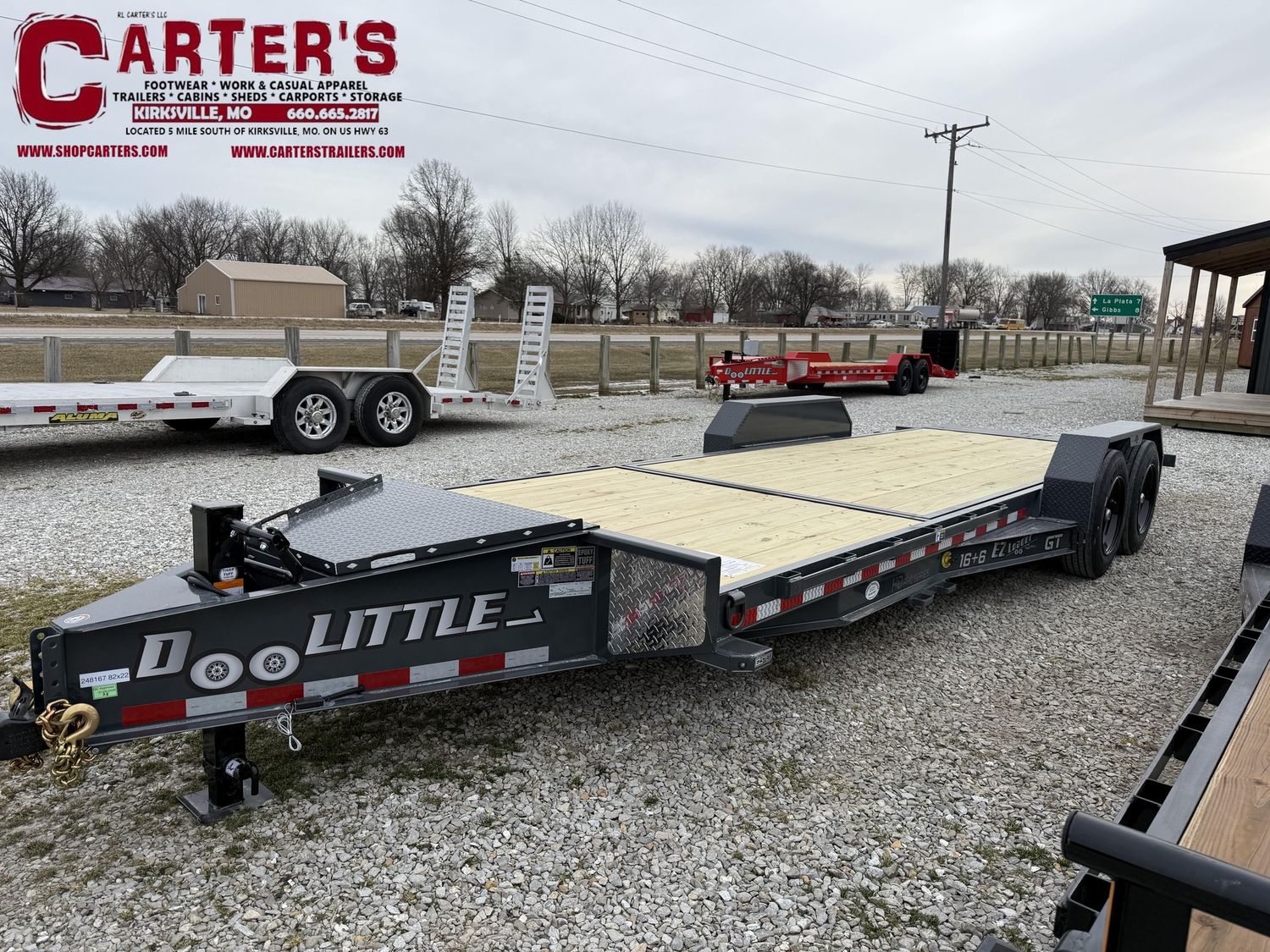 75975 ~GRAY~ *NEW* 2026 DOOLITTLE 82" X 16' TILT + 6' STATIONARY 16,000 GVWR EZ LOADER GT EQUIPMENT TRAILER *INCLUDES 5 YEAR FRAME WARRANTY!