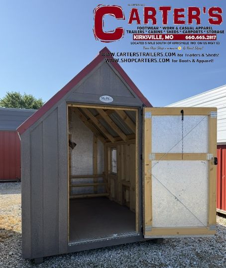 *NEW* 6' X 8' DRIFTWOOD &amp; RED WALK-IN CHICKEN COOP