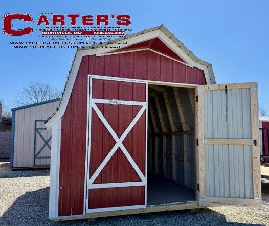 *NEW* 9' X 12' MINI BARN - MAINTENANCE FREE STEEL EXTERIOR - RED &amp; WHITE