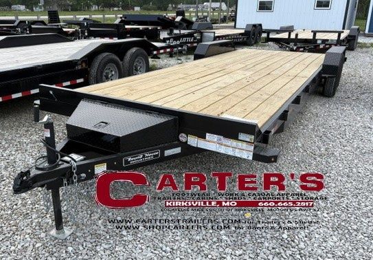 04698 *NEW* 2026 ROUND HOUSE INDUSTRIES 83" X 22' + 2' DOVE T/A 7,000 GVWR EQUIPMENT TRAILER WITH 5' SELF-STORE RAMPS!