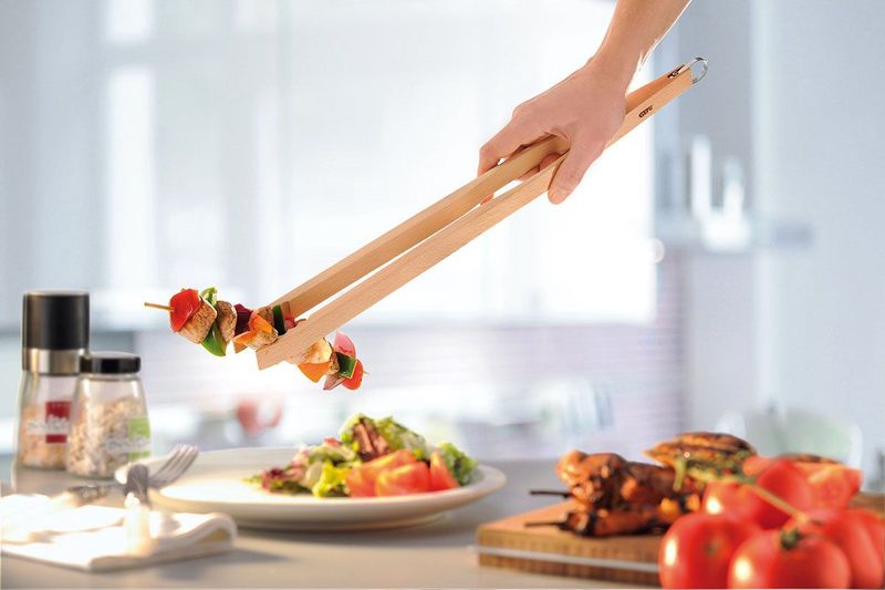 Wood BBQ Tongs