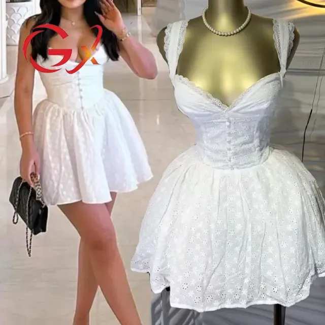 Luxury Quality Women Sexy Party Deep V-neck Lace A-line Mini Dress Sleeveless Slim Fit Elegant Party Bubble Dresses