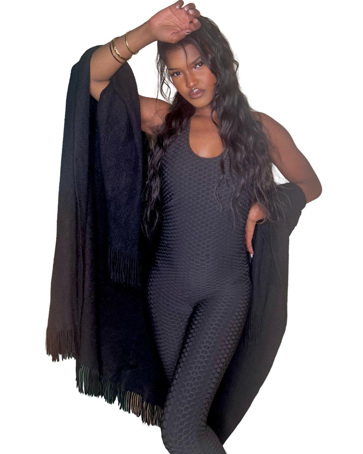 Black Open-Back One-Piece Jumpsuit Womenswear Summer Clothing Breathable Casual Rompers Streetwear