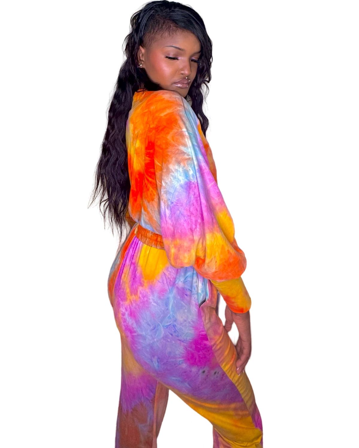 One-Piece Tie-Dye Jumpsuit Lounge Set Womenswear