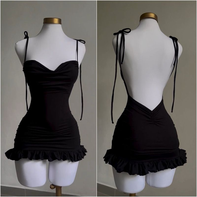 High end Y2K Sexy Open Back Lace up Slim Fit Spicy Girl Short Skirt