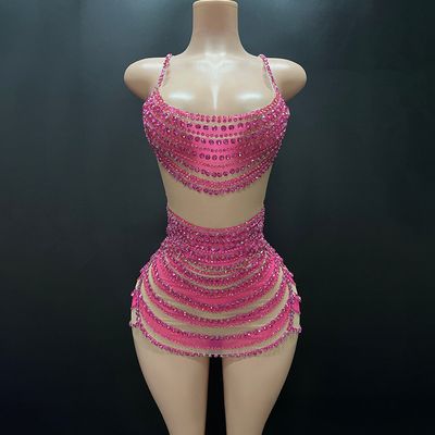 Thin Suspenders Fake Meat Mini Hip Skirt Bar Dance Dress Music Festival Singer Costume Party High-end Performance Dress Vestito