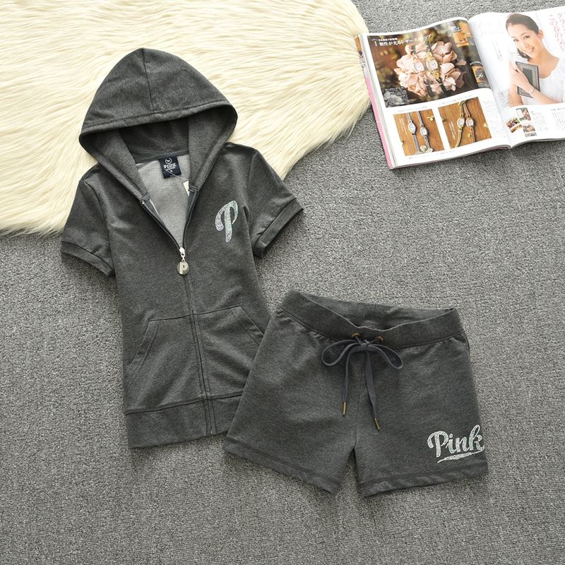 New in Matching Sets Summer Zipper Hooded Jacket and Diamonds Shorts Women&#39;s Two Pieces Set