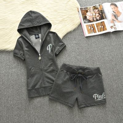 New in Matching Sets Summer Zipper Hooded Jacket and Diamonds Shorts Women&#39;s Two Pieces Set
