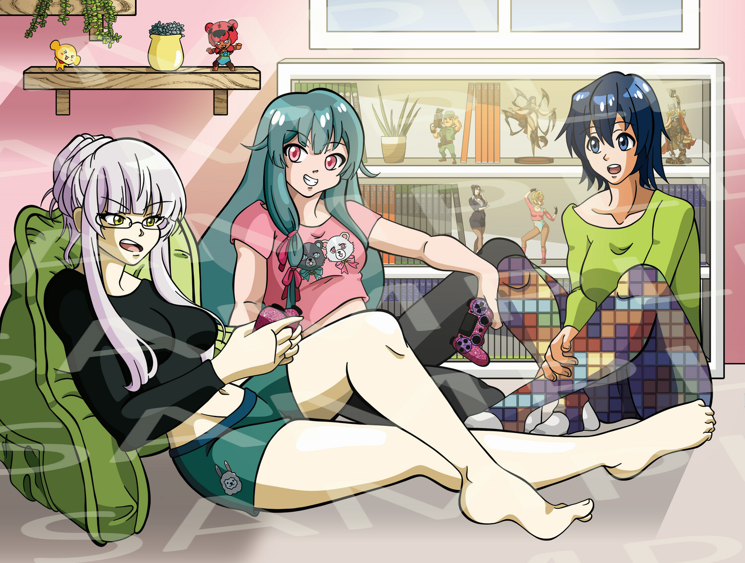"Gamer Girls" (Yuna, Yuzu, &amp; Chiaki) - Signed Postcard
