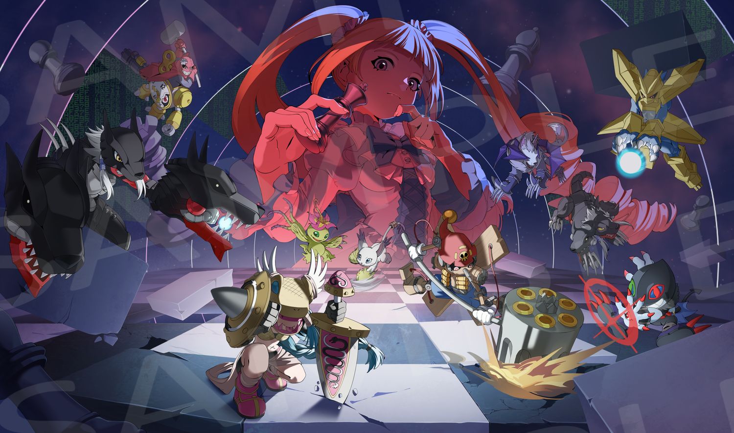 *PRINT ON DEMAND* Digimon: King Drasil &amp; Others - Autographed Holographic Poster