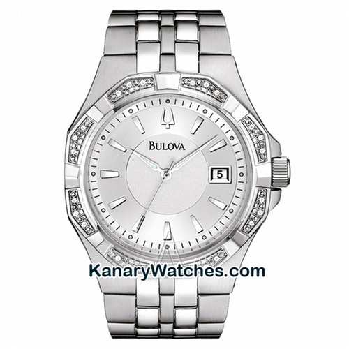 Bulova Silver Tone Diamond Bezel