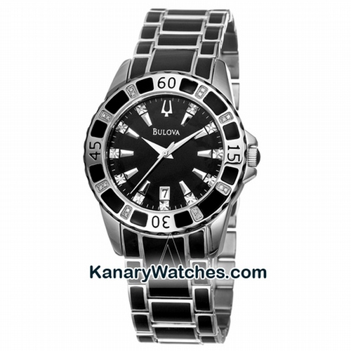 Bulova Black Stainless Steel Diamond