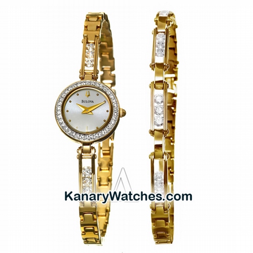 Bulova Gold Tone Swarovski Crystals