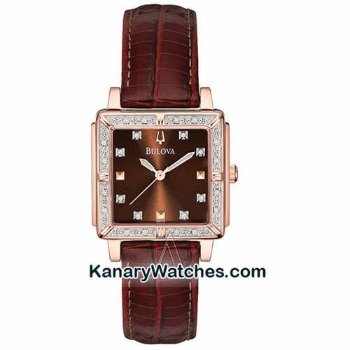 Bulova Rose Gold Tone Hands Diamond