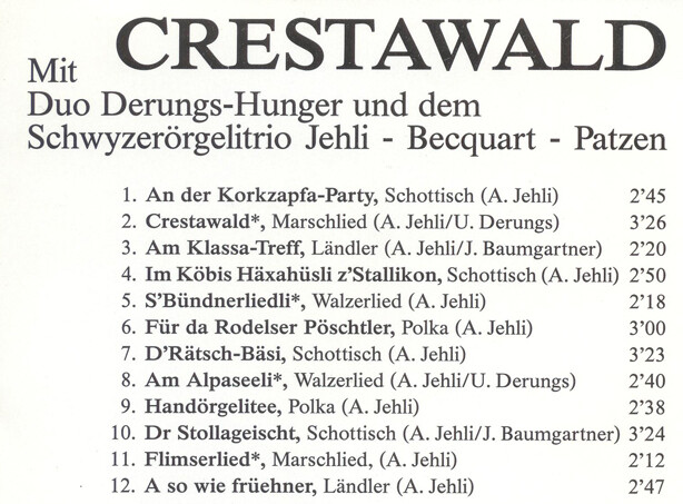 Crestawald Duo Derungs Hunger und Schwyzeröreli Trio Oberalp