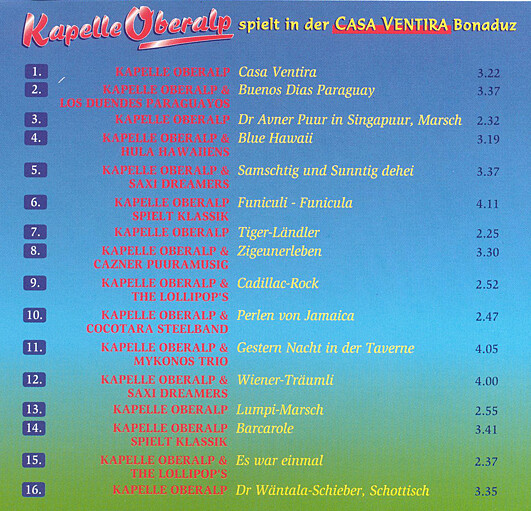 Kapelle Oberalp spielt in der Casa Ventira