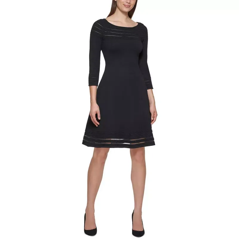 Jessica Howard Womens Black Ribbed Sweaterdress Petites PS