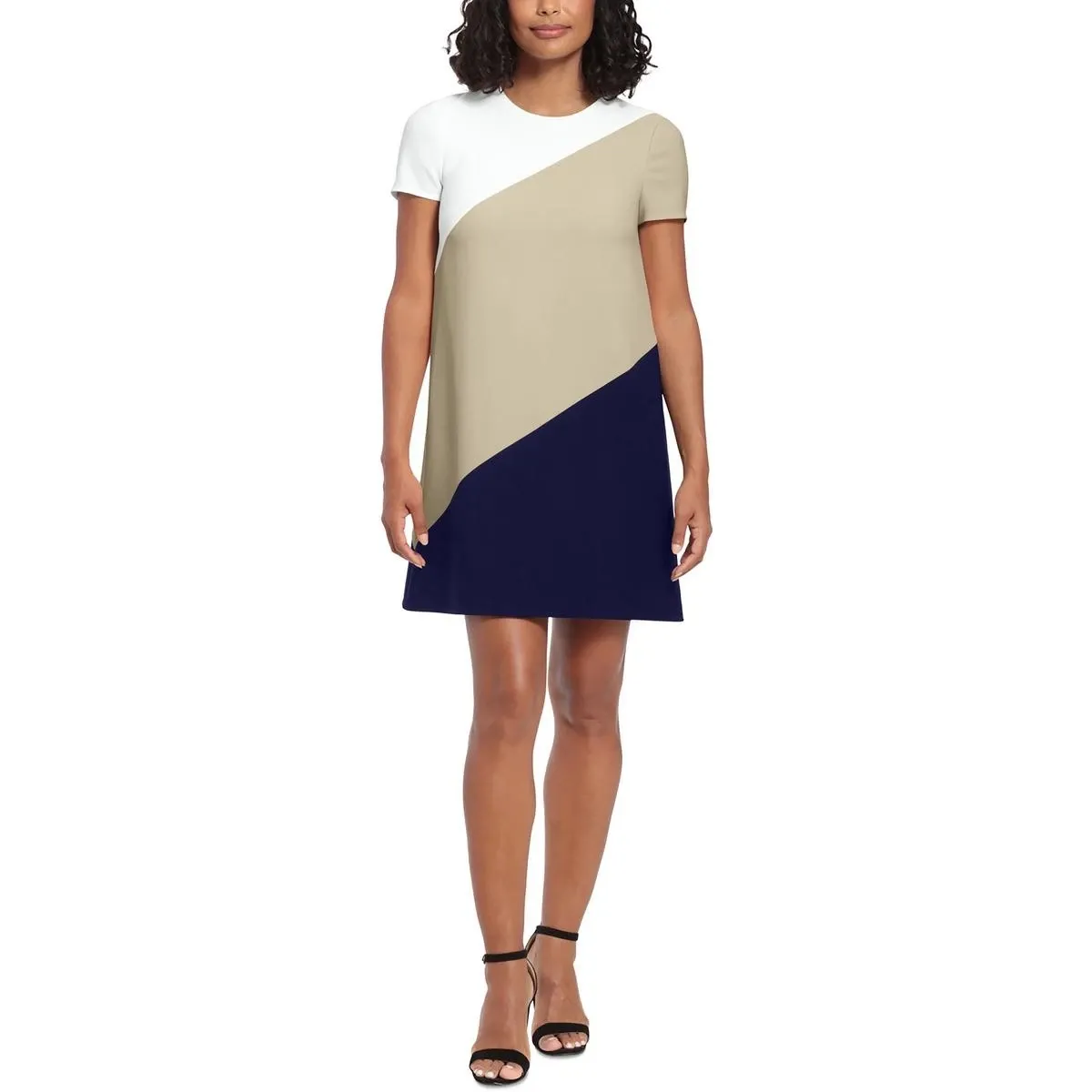 London Times Womens Navy Colorblock Sheath Dress 14