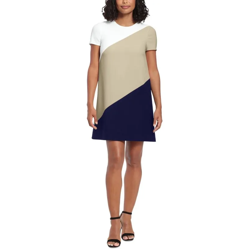 London Times Womens Navy Colorblock Sheath Dress 14