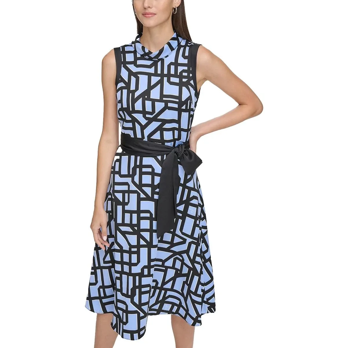 Karl Lagerfeld Paris Womens Blue Belted Long Semi-Formal Maxi Dress 8