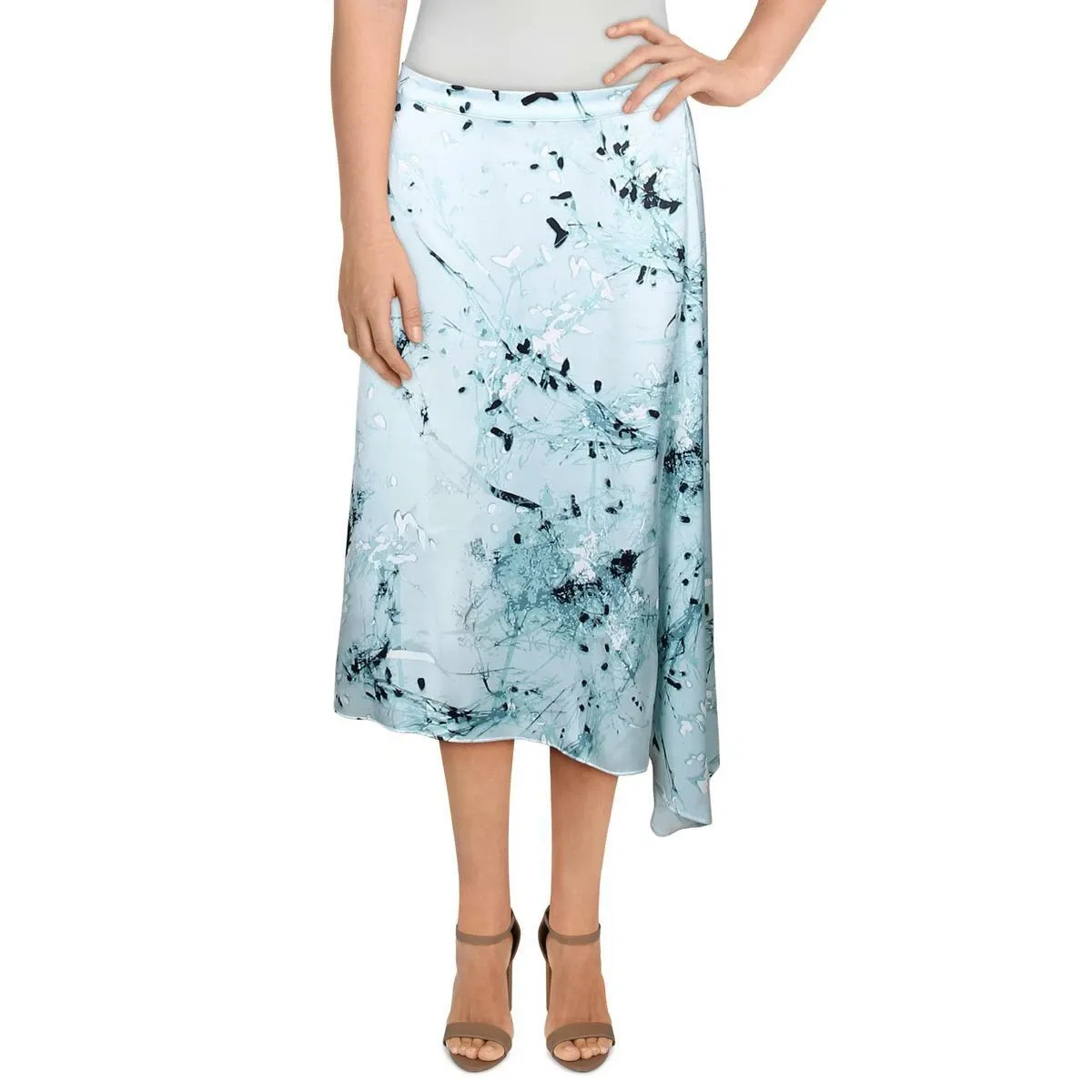 Alfani Womens Printed Asymmetric Wrap A-Line Skirt