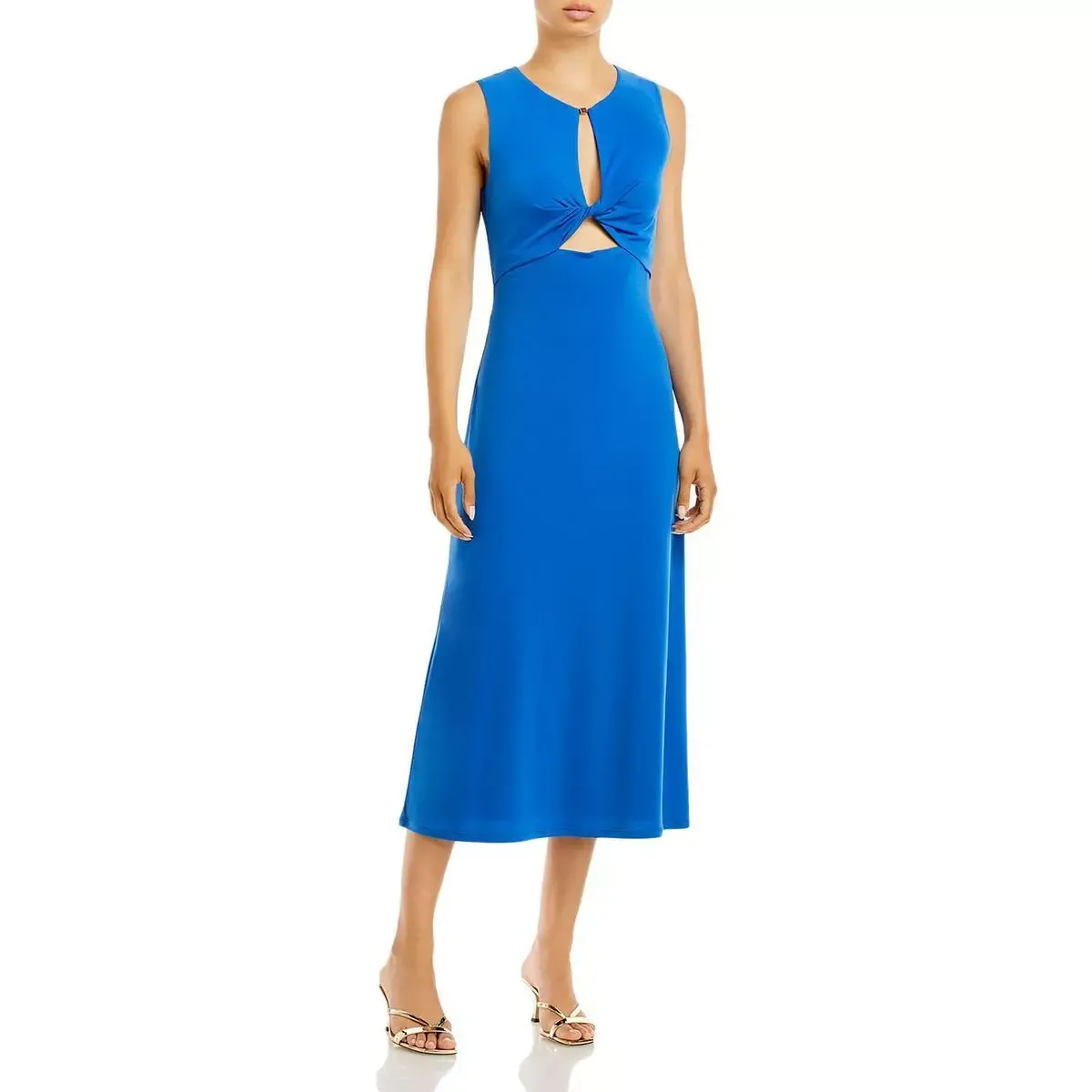 BCBGMAXAZRIA Womens Blue Cut-Out Long Party Midi Dress XXS