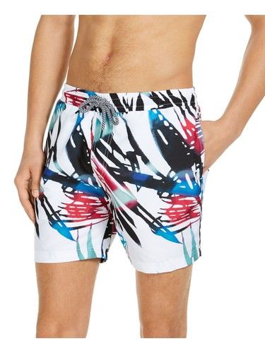 INC Mens White Drawstring, Patterned Shorts XXL