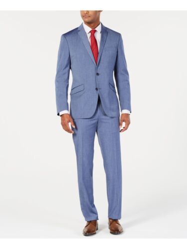 KENNETH COLE Mens Blue Single Breasted, Performance Stretch Blazer 36R